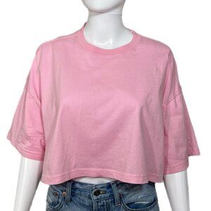 PRE-OWNED - Divided Pink Short Sleeve Cropped T-Shirt - Size XL